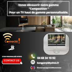 Votre TV composition- Vidéoprojecteur+toile -son encastré-  Chez Connecté! Etude de projet offert -Accessoires Intras écouteurs  -Occasions BANG...