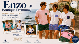 Enzo Perpignan vend des articles MC2 Saint Barth pour la Fête des Pères.