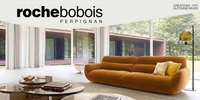 Créations Automne-Hiver 2026 Roche Bobois Perpignan avec canapé et fauteuil design