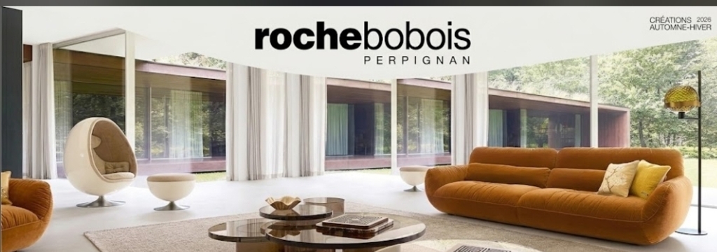 Créations Automne-Hiver 2026 Roche Bobois Perpignan avec canapé et fauteuil design