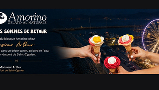 Dégustez des glaces artisanales Amorino sur le port de St Cyprien chez Monsieur Arthur.