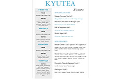 KyuTea Perpignan | Carte du salon de thé
