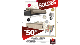 Meubles Logial le Boulou solde jusqu'à -50 % sur une sélection de canapés, literies, fauteuils et objets déco.